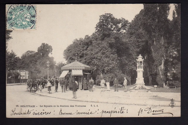 BEAUVAIS oise CPA 60 le square et la station des voitures