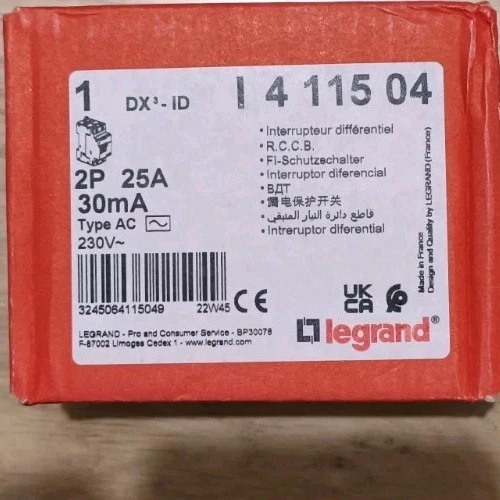Interrupteur Différentiel Tétrapolaire Legrand 25A Type AC 300mA - 4 Modules 411664