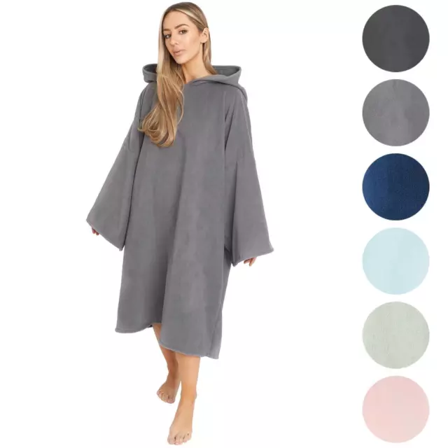 Hooded Towel Poncho Adult Absorbent Dry Beach Swim Bath Changing Robe