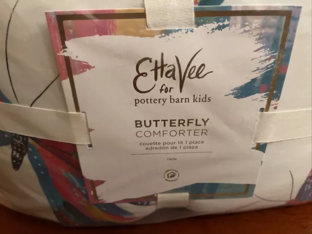 Pottery Barn Kids Teen Ettavee  Butterfly Twin Comforter 100% Cotton Quilt Etta 2