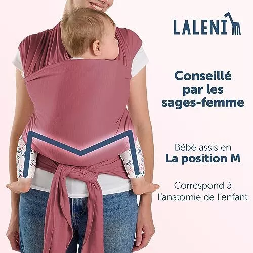 Laleni echarpe de portage bebe 100% coton bio, porte bebe naissance Rouge 2