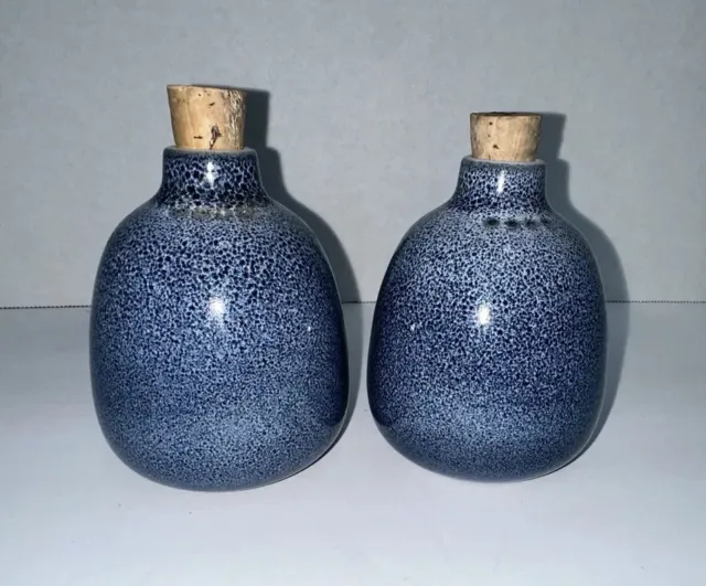 VTG Edith Heath Ceramics 129 USA Salt & Pepper Shakers MCM Granite Blue RARE