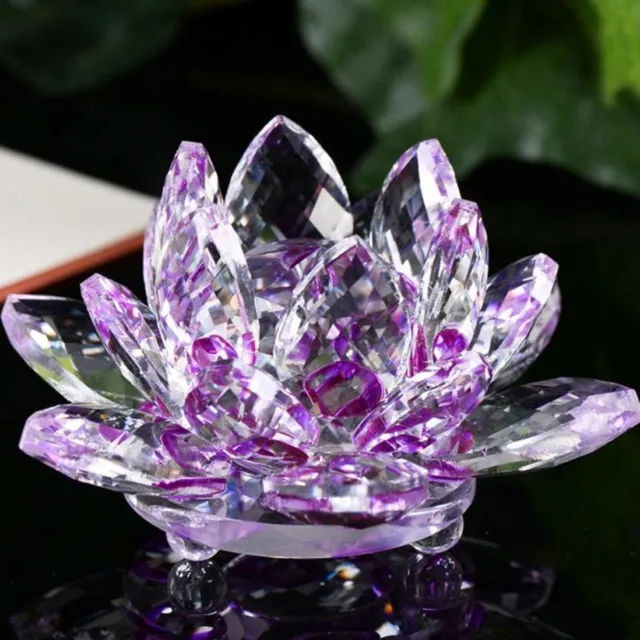 Large Purple Crystal Lotus Flower Ornament With Gift Box  Crystocraft Home Decor