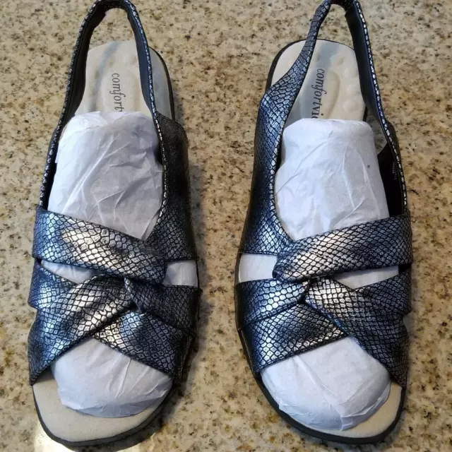 Comfortview Collection, Woman’s Slingback Sandals, Black, 8 WW, Roamans