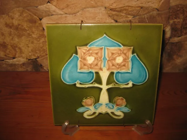 ANTIQUE 6" RELIEF MOULDED ART NOUVEAU TILE FLIESE CARREAU H.& R. JOHNSON 1900s