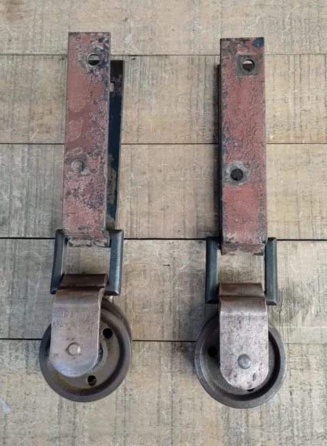 Pair Of 1901 Pat'd  Copper And Steel Double Roller Barn Door Rollers...nice