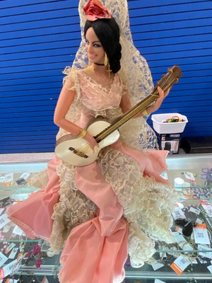Vtg Marin Chiclana Type Doll 16" Tall, Sitting, Spanish Flamenco Dancer Guitar-