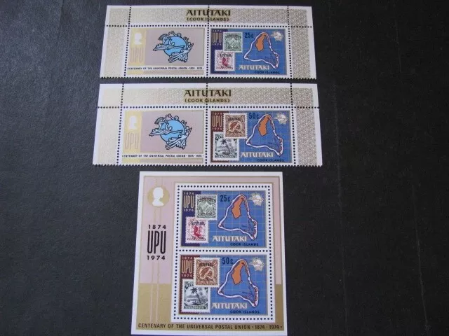 Aitutaki Stamp Set Scott # 102-103a Never Hinged Unused