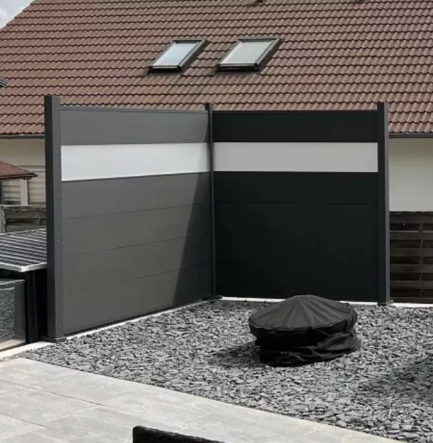 WPC XL ZAUN Sichtschutzzaun System Steckzaun Gartenzaun anthrazit