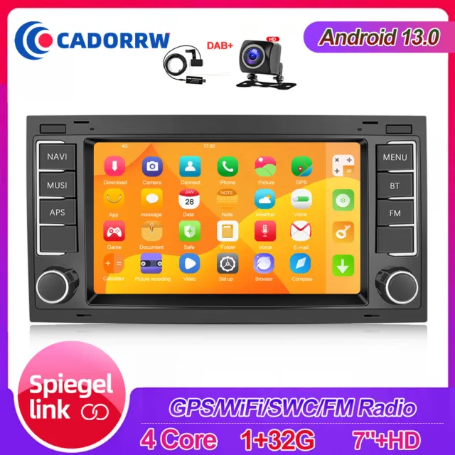 DAB+7" Autoradio Für VW Touareg 7L Transporter T5 Multivan V Android 13 GPS NAVI