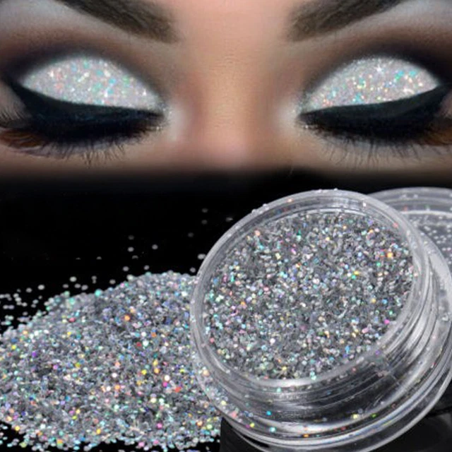 Polvo suelto de maquillaje brillante sombra de ojos pigmento de sombra de ojos plateado 5 ml