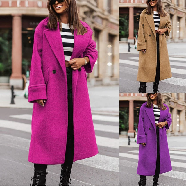 DONNA MANICA LUNGA Giacca Cappotto Giacca Lana Bavero Trincea Casual Top EUR 63 54 PicClick IT