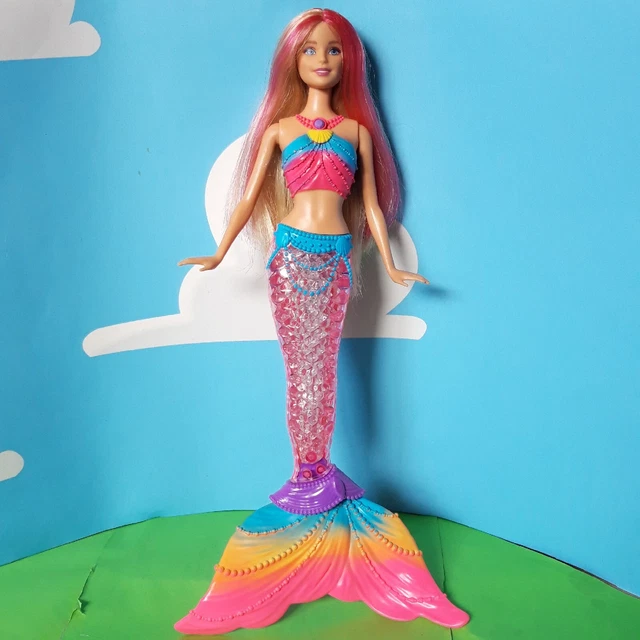 BARBIE DREAMTOPIA MERMAID Doll Rainbow Light Up Tail Pink & Blonde Hair Mattel £8.50 - PicClick UK