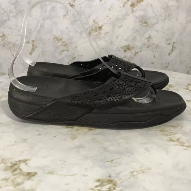FitFlop 39 Women's Size 8 Shoes Black Slides Thong Comfort Walking Wedge Sandals