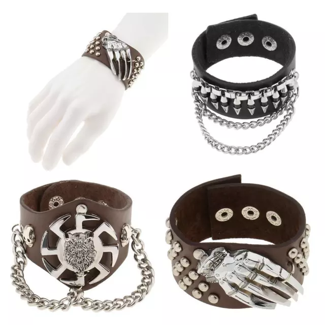 bracelet en cuir bracelet gland chaîne punk pour les femmes hommes bijoux