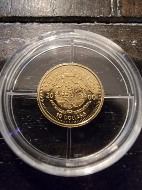 AIR FORCE ONE HISTORY OF AVIATION LIBERIA 1/2 GRAM 14k 585 GOLD COIN RARE 2