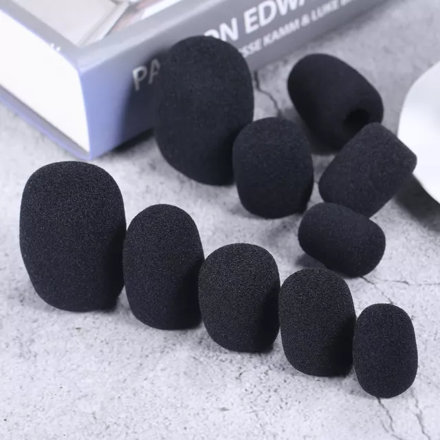 10Pcs Black Foam Mic Cover Sponge Microphone Windscreen Replace For KTV Karaoke