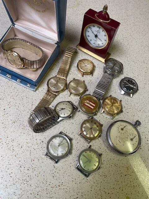 Vintage Watch Lot Timex Gruen Hamilton Tressa Westclox Junghans Repair