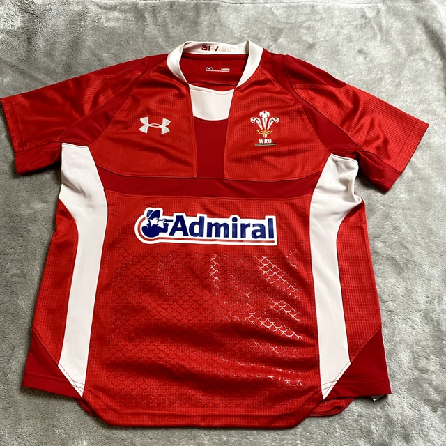 Wales Rugby Shirt Mens Small Red Home Heat Gear Tshirt Admiral Under Armour UA