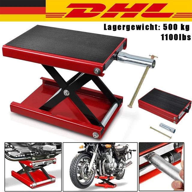 Teodute 1100lbs/500kg Motorradhebebühne Motorradheber Montagebock Motorrad Heber Hebebuehne Hoehenverstellbarer 4 15 Zoll Hebescheren Mittelstaenderroter
