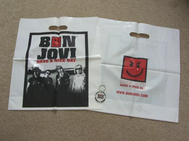 Official Bon Jovi Have A Nice Day 2006 concert tour plastic bags + poker keyring