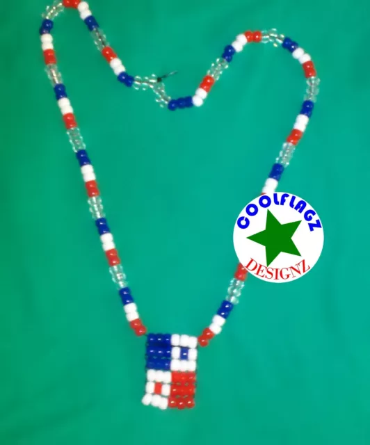 Panama Beaded Flag Necklace Handmade.