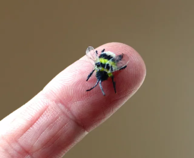 Original OOAK Mini Miniature Dollhouse flocked Fuzzy Bumble Bee #3 N Woolmer