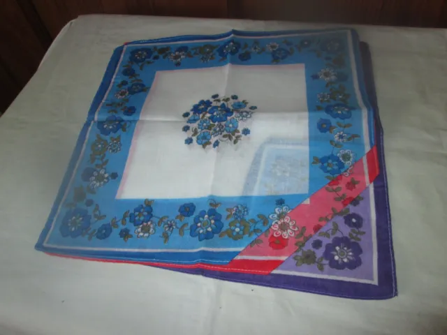 Set di 3 fazzoletti da donna - design floreale - blu/rosso/viola