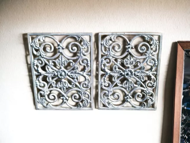 Vintage Cast Iron Wall Plaques - Victorian Style Scroll Wall Decor