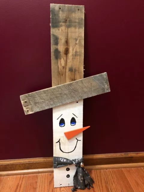 Wood Pallet Snowman Handmade Painted Christmas Winter Holiday Reclaimed Wood