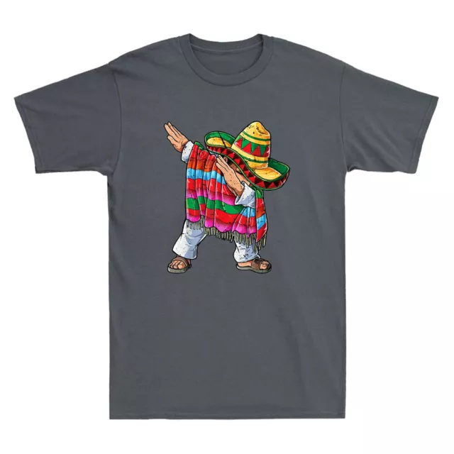 Dabbing Mexican Poncho Cinco de Mayo Sombrero Funny Vintage Men's T-Shirt Cotton