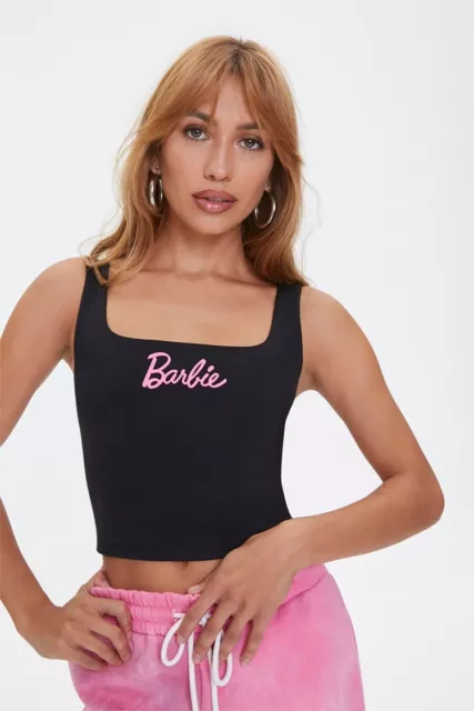 Forever 21 Barbie™Graphic Crop Top BLACK Size M New! SOLD OUT