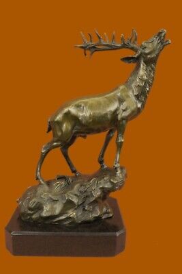 Jeu Hunter Élan Enterrement Vie Garçon Renne Buck Chalet Faune Art Bronze Marbre 