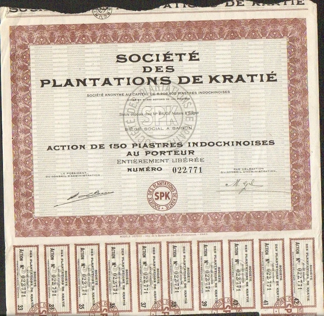 Société des Plantations de KRATIE (INDOCHINE) (U)