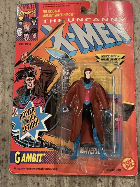 Vintage X-Men 1992 Gambit Power Kick Action Figure Marvel Comics Toy Biz (NEW)