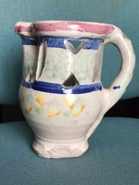 Caltagirone, Brocca Cannata In Ceramica bevi Se Puoi, antica maiolica Smaltata