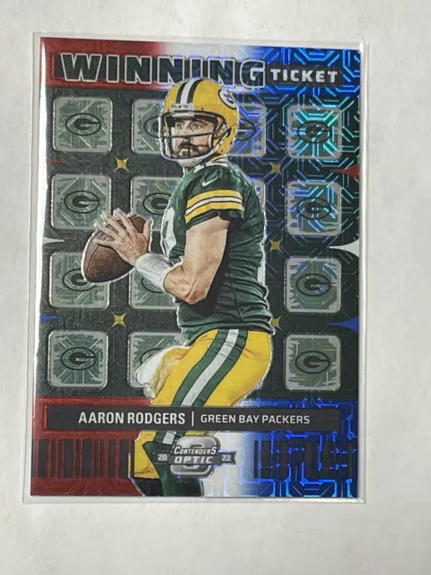 2022 Contenders Optic Winning Ticket Red White Blue Prizm Aaron Rodgers 03/13 BH