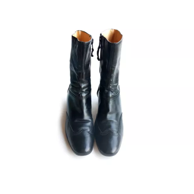 Vintage Womens 7.5 Boots Black Leather FERRAGAMO Ankle Boots 7.5
