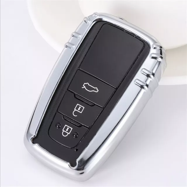 Silver TPU Car Remote Smart Key Case Cover Fit For Toyota Camry CHR Prius GT86