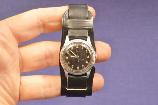 Aristo Herren Handaufzug Uhr / 20-30er Jahre Antik schwarzes Blatt / Militär ???