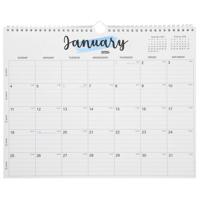 SPIRAL BINDING CALENDAR School Wall Planner 2026 Family Hanging Monthly ...