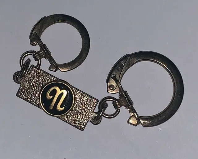 Vintage Gold Letter N Two Sided Key Ring Keychain