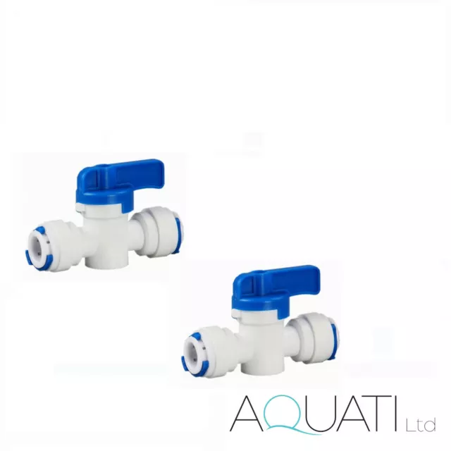 2x 1/4'' Inline Ball Valve Quick Connect Shut Off Reverse Osmosis HMA Fridge RO