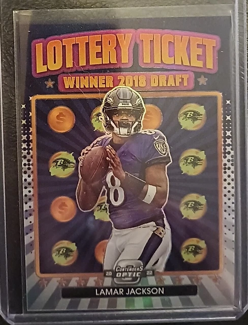 2022 Contenders Optic Lamar Jackson Lottery Ticket Silver Prizm #LT-8 RAVENS SP