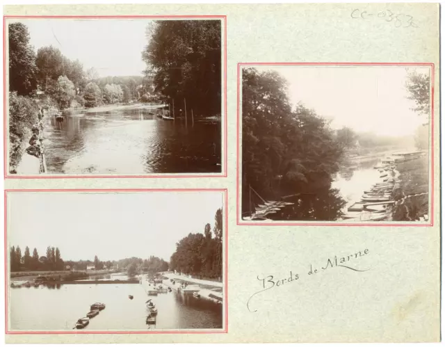 France, les bords de la Marne, promenade, voiliers    vintage silver printEnse