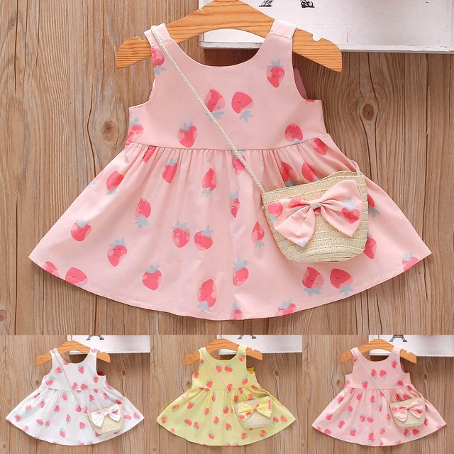 Abiti borsa abito principessa fiocco di fragola neonata neonata