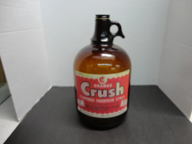 Orange Crush Fountain Soda Syrup 1 Gal  Paper Label Jug Amber Glass