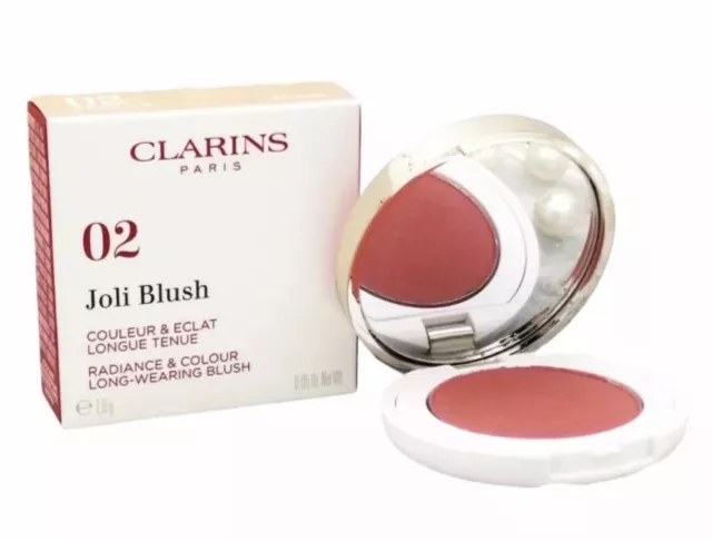 New Clarins Joli Blush Radiance & Colour Long Wearing Blush 1.6g, 02 Cheeky Pink