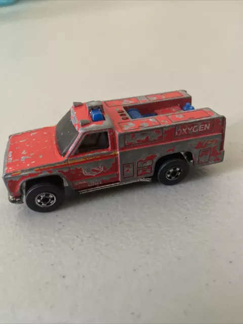 Vintage Hot Wheels Redline Emergency Unit 50 Red Fire Truck 1974 Hong Kong