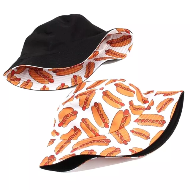 Hot dog print Bucket Hat Cap Cotton Fishing Boonie Brim visor Sun Safari Caps